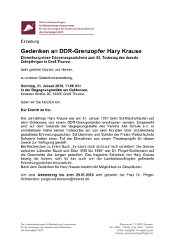 Gedenken an DDR-Grenzopfer Hary Krause