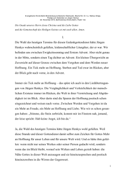 151126 Predigt zum Gedenken an Jürgen Henkys