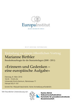Marianne Birthler «Erinnern und Gedenken – eine europäische