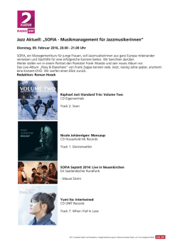 Jazz Aktuell: &bdquo;SOFIA - Musikmanagement f&uuml;r Jazzmusikerinnen&ldquo;