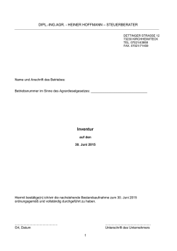 Inventur - Dipl.-Ing. agr. Heiner Hoffmann