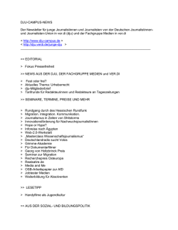 DJU-CAMPUS-NEWS Der Newsletter f&uuml;r junge Journalistinnen und