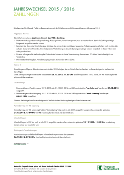 JAHRESWECHSEL 2015 / 2016 ZAHLUNGEN