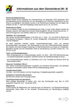 Informationen aus dem Gemeinderat (Nr. 8)