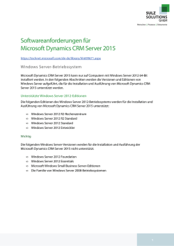 Softwareanforderungen für Microsoft Dynamics CRM Server 2015