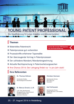 young patent professional - FORUM · Institut für Management GmbH