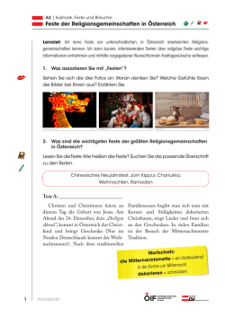 Feste der Religionsgemeinschaften in &Ouml;sterreich