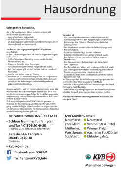 Hausordnung der K&ouml;lner Verkehrs-Betriebe AG