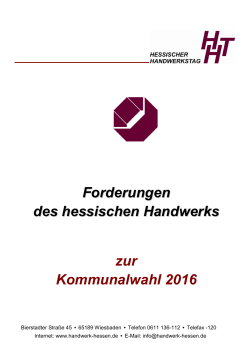 Forderungen des hessischen Handwerks zur Kommunalwahl 2016