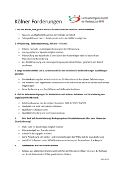 Kölner Forderungen - Landesarbeitsgemeinschaft der Werkstatträte