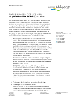 Forderungen des LEE NRW zur EEG