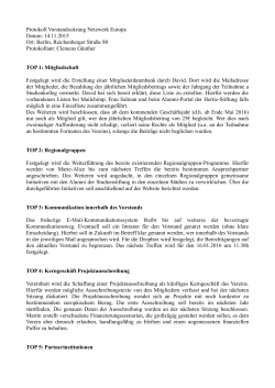 Protokoll Vorstandssitzung Netzwerk Europa Datum: 14.11.2015 Ort