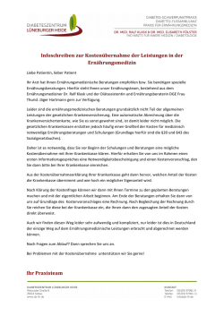 Infoblatt Kosten&uuml;bernahme in der Ern&auml;hrungsmedizin