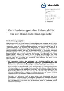 Kernforderungen der Lebenshilfe für ein Bundesteilhabegesetz