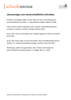 Literaturtipps zum wissenschaftlichen Schreiben