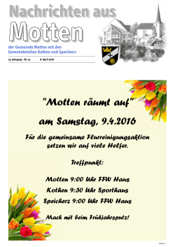 "Motten räumt auf" am Samstag, 9.4.2016