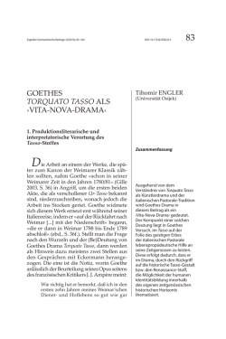 GOETHES TORQUATO TASSO ALS &rsaquo;VITA-NOVA