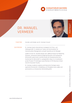 Dr. Manuel VerMeer - Chinaforum Bayern