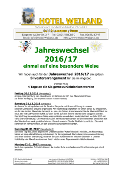 HOTEL WEILAND Jahreswechsel 2016/17