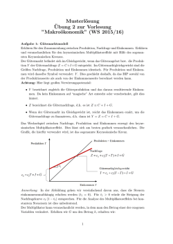 Musterlösung ¨Ubung 2 zur Vorlesung ”Makroökonomik” (WS 2015/16)