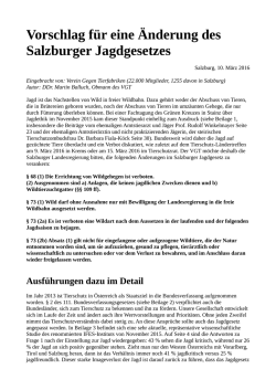 Vorschlag für eine Änderung des Salzburger Jagdgesetzes
