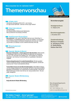 Themenvorschau Heft 11 - Verlag Stahleisen GmbH