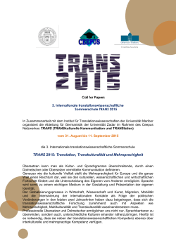 TRANS 2015: Translation, Transkulturalität und Mehrsprachigkeit