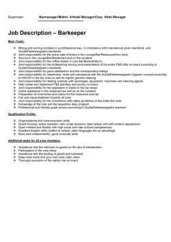 Job Description &ndash; Barkeeper