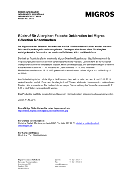 Rückruf für Allergiker: Falsche Deklaration bei Migros Sélection