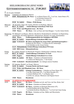 Gottesdienstordnung 14.09