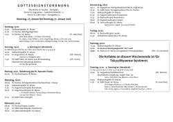 GOTTESDIENSTORDNUNG Die Kollekte an diesem Wochenende