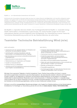 Teamleiter Technische Betriebsführung Wind (m/w)