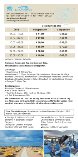 Halbpension Vollpension 24.03 - 18.06 10.07