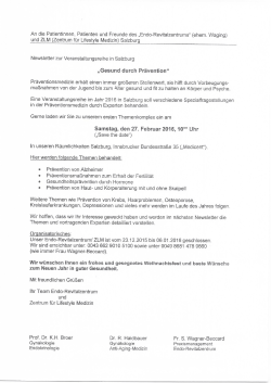 An die Patientinnen, Patienten und Freunde des „Endo