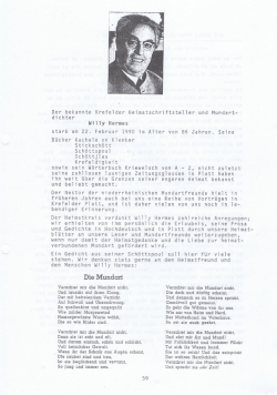 Zum Tode von Heimatdichter Willy Hermes