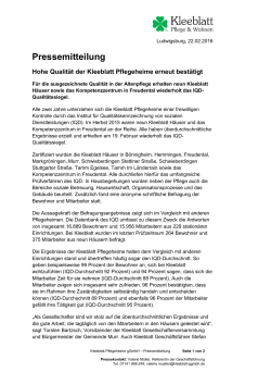 Pressemitteilung - Kleeblatt Pflegeheime gGmbH