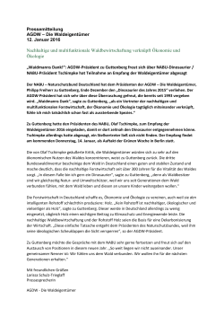 Pressemitteilung AGDW – Die Waldeigentümer 12. Januar 2016