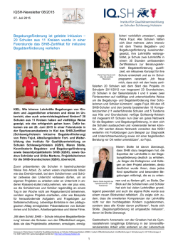 IQSH-Newsletter 08/2015 Begabungsf&ouml;rderung ist gelebte Inklusion