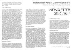 NEWSLETTER 2016 Nr. 1 - Historischer Verein Memmingen
