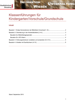 Klassenführungen für Kindergarten/Vorschule/Grundschule