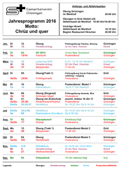 Jahresprogramm 2016 Motto: Chr&uuml;z und quer