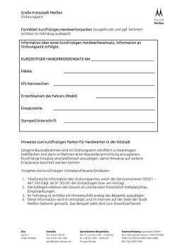 Gro&szlig;e Kreisstadt Mei&szlig;en Ordnungsamt Formblatt kurzfristiges