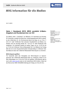 Heim + Handwerk 2015: MVG verstärkt U-Bahn