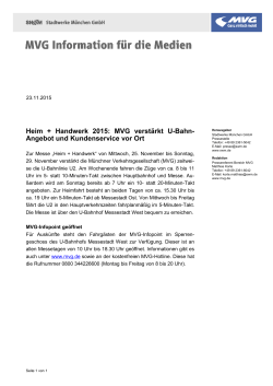 Heim + Handwerk 2015: MVG verst&auml;rkt U-Bahn
