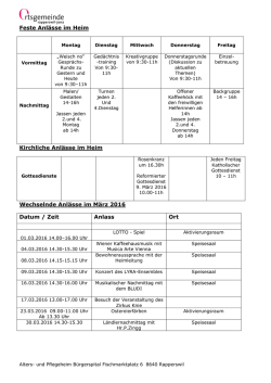 Feste Anl&auml;sse im Heim Kirchliche Anl&auml;sse im Heim Wechselnde