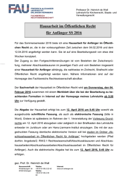 Hausarbeit im &Ouml;ffentlichen Recht f&uuml;r Anf&auml;nger SS 2016