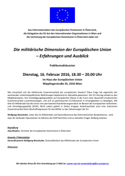Einladung "Die milit&auml;rische Dimension der Europ&auml;ischen Union"