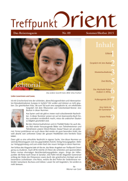 Editorial Inhalt - Treffpunkt Orient