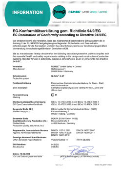 Herstellerbescheinigung f&uuml;r die Berstsignalisierungen SK, SKB, SR