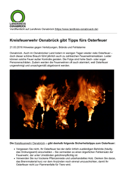 Kreisfeuerwehr Osnabrück gibt Tipps fürs Osterfeuer
